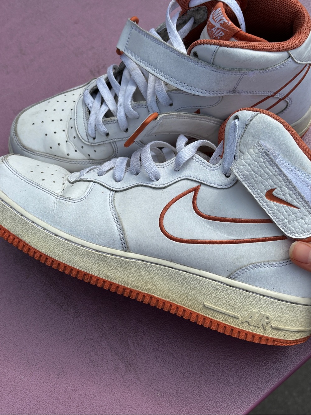 Nike White and Orange High-Top Sneakers